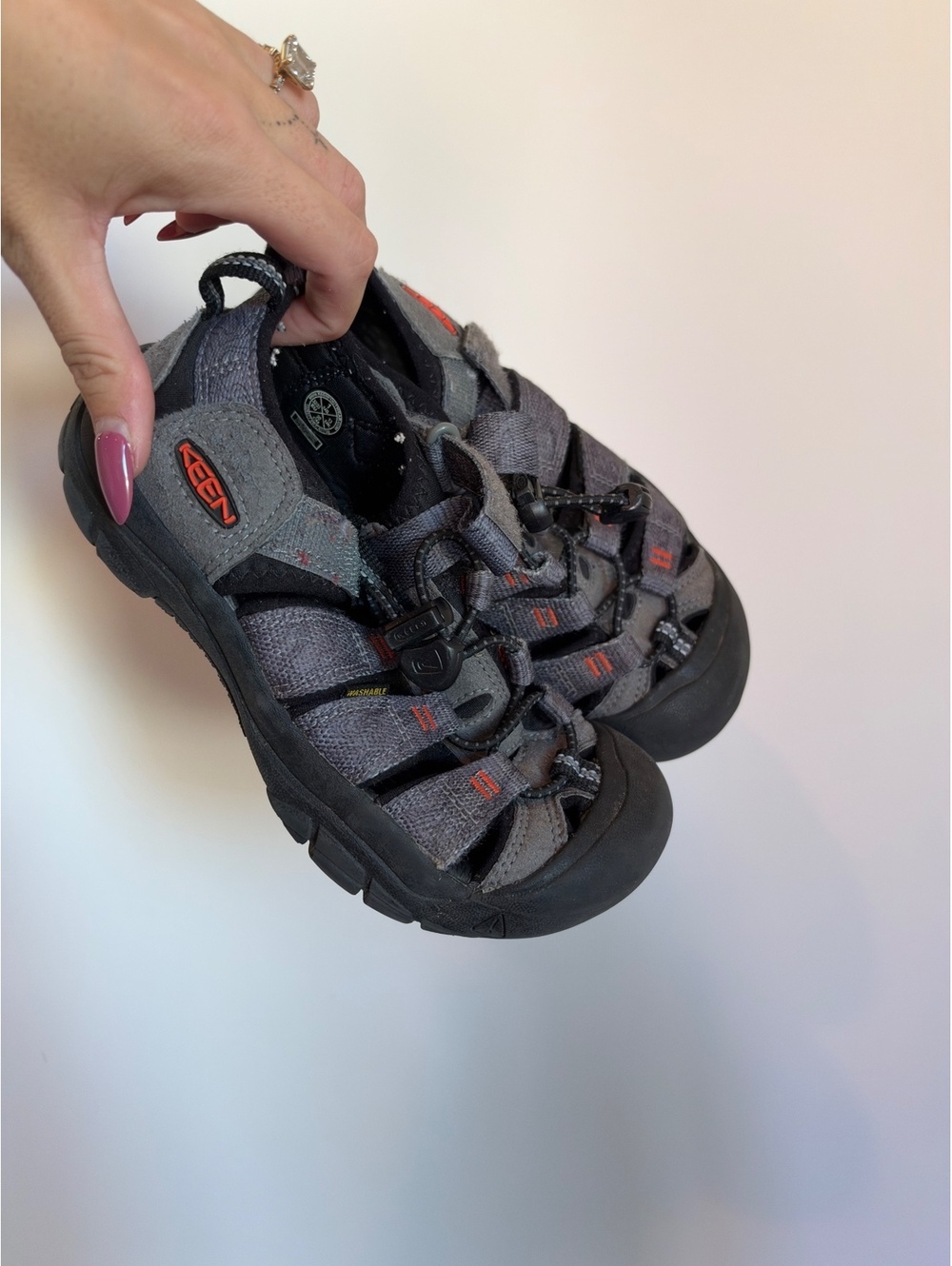 KEEN Kids Newport H2 Gray Orange Closed-Toe Sport Sandals Size 1
